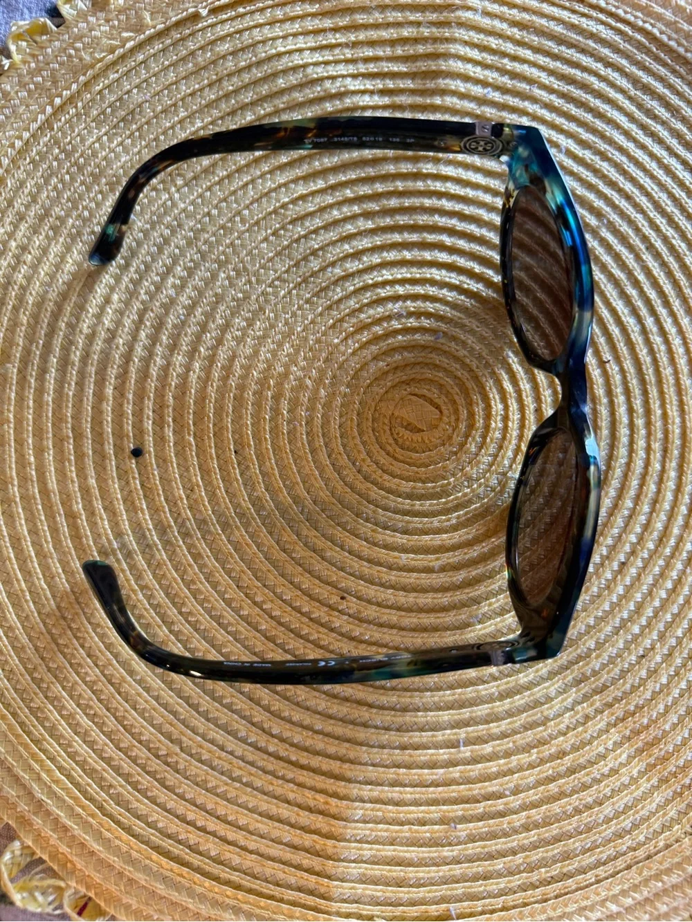 Tory Burch Teal and Tortoiseshell Round Sunglasses with Gold Logo TY 7087